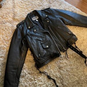 Perfecto Style Genuine Leather Black Leather Biker Jacket